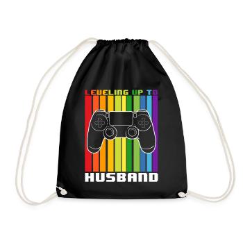 Leveling Up To Husband - Drawstring Bag - black - Front