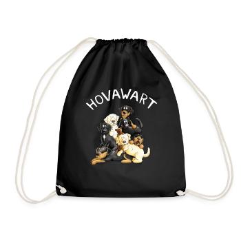 Hovawart dog heap cartoon dog gift - Drawstring Bag - black - Front