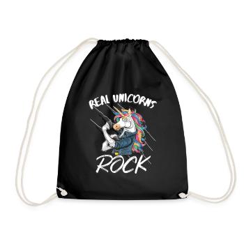 Unicorn rockers rock real unicorns - Drawstring Bag - black - Front