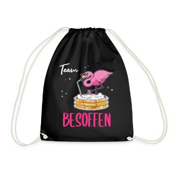 Team Besoffen Flamingo - Turnbeutel - Schwarz - Vorne