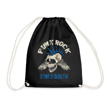 Punk music retro punk rock skull gift - Drawstring Bag - black - Front