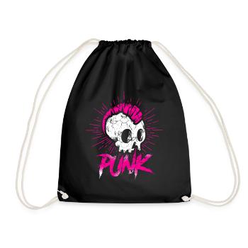 Punk music unicorn girl punk rock anarchy - Drawstring Bag - black - Front