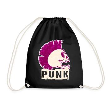 Punk music unicorn girl punk rock anarchy - Drawstring Bag - black - Front