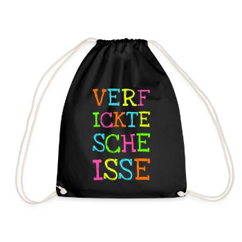 Verfickte Scheiße Schimpfwörter Flüche Spruch - Turnbeutel - Schwarz - Vorne