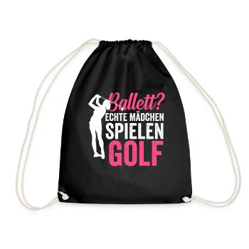 Golf Golferin - Turnbeutel - Schwarz - Vorne