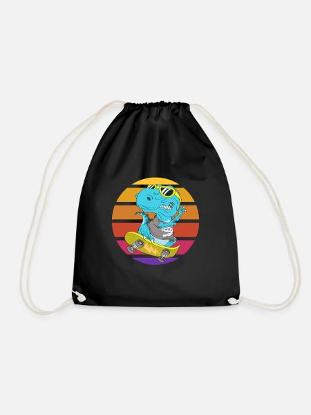 Skater Dinosaurier TRex - Turnbeutel - Schwarz
