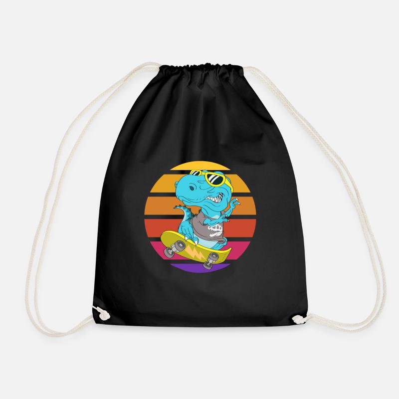 Skater Dinosaurier TRex - Turnbeutel - Schwarz