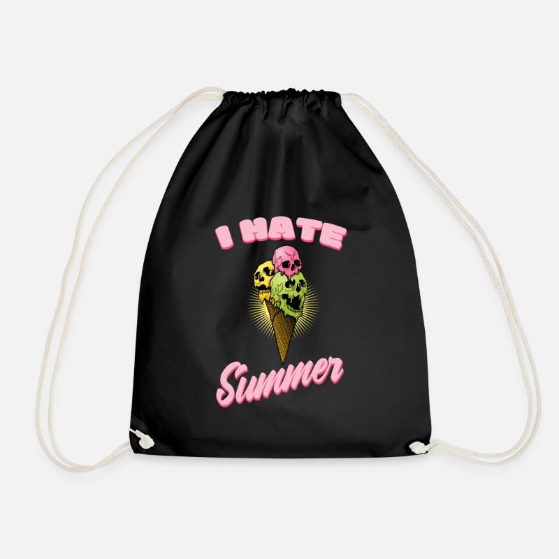 Ich hasse Sommer Eis Totenkopf - Turnbeutel - Schwarz