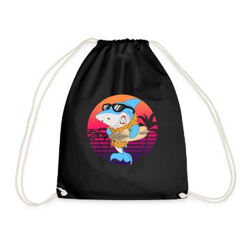 Surfer shark surfing vacation - Drawstring Bag - black - Front