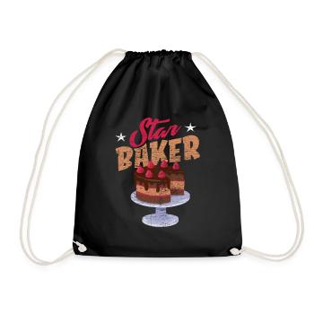 Backen Bäcker - Turnbeutel - Schwarz - Vorne
