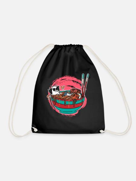 Chats Anime Kawaii Chats Ramen nouilles manga - Sac de sport léger - noir