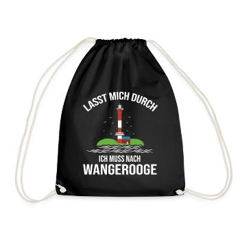 Wangerooge Tshirt und Geschenke Souvenirs - Turnbeutel - Schwarz - Vorne