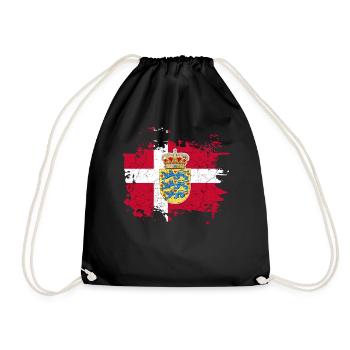 Denmark coat of arms flag - Drawstring Bag - black - Front