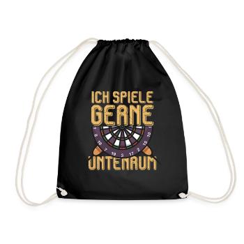 Ich spiele gerne untenrum - Dart - Turnbeutel - Schwarz - Vorne