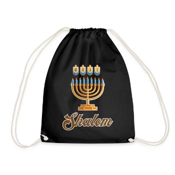 Shalom | Happy Hanukkah - Drawstring Bag - black - Front