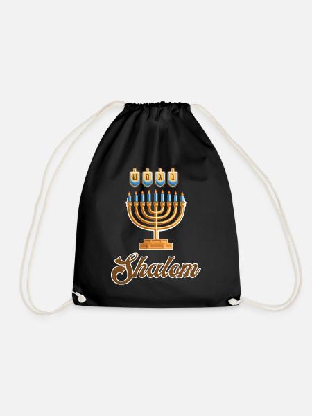 Shalom | Happy Hanukkah - Drawstring Bag - black