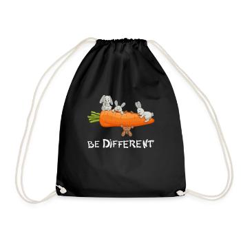 Be Different Funny Rabbit Cute Bunny Design - Drawstring Bag - black - Front