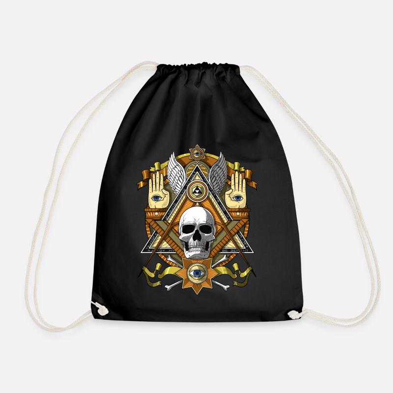 Masonic Illuminati Skull - Drawstring Bag - black
