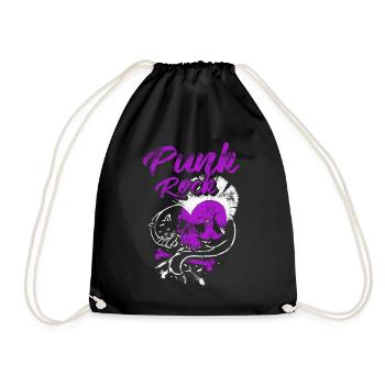 Punk rock punk punker music retro punks - Drawstring Bag - black - Front
