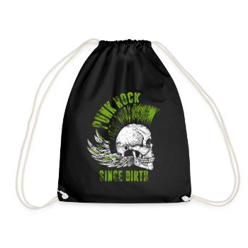 Punk rock punk punker music retro punks - Drawstring Bag - black - Front