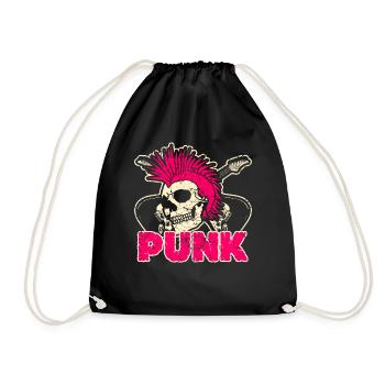 Punk rock punk punker music retro punks - Drawstring Bag - black - Front