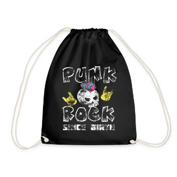 Punk rock punk punker music retro punks - Drawstring Bag - black - Front