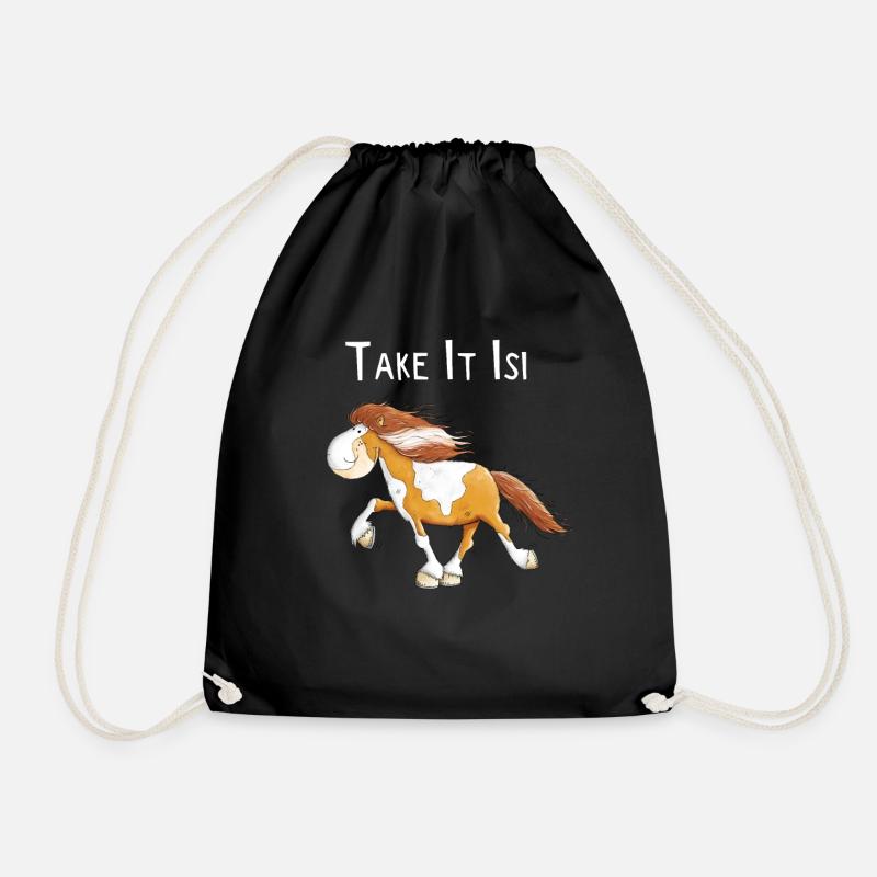 Lustiges Islandpferd Take It Isi Spruch - Turnbeutel - Schwarz