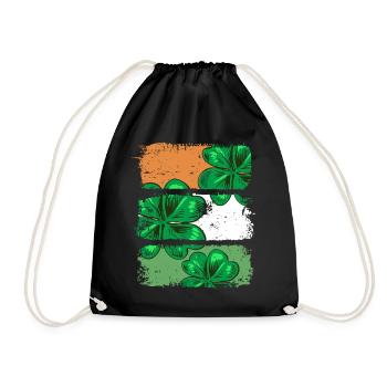 St Patricks Day Irlande drapeau cadeau trèfle - Sac de sport léger - noir - Devant