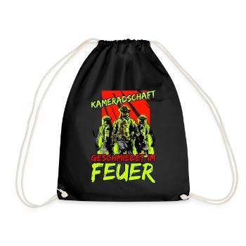 Feuerwehrtrupp Geschenk Spruch Feuerwehr - Turnbeutel - Schwarz - Vorne