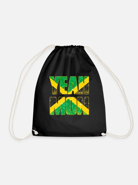 Jamaica flag caribbean vacation rasta reggae jamaica - Drawstring Bag - black
