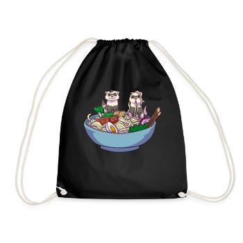 Ferret ramen anime kawaii - Drawstring Bag - black - Front