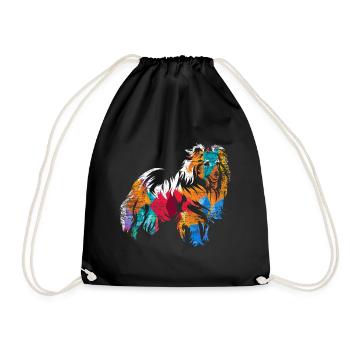 Shetland Chien de berger Cadeau - Sac de sport léger - noir - Devant