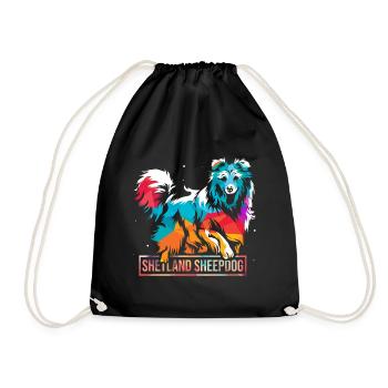 Shetland sheepdog - Drawstring Bag - black - Front