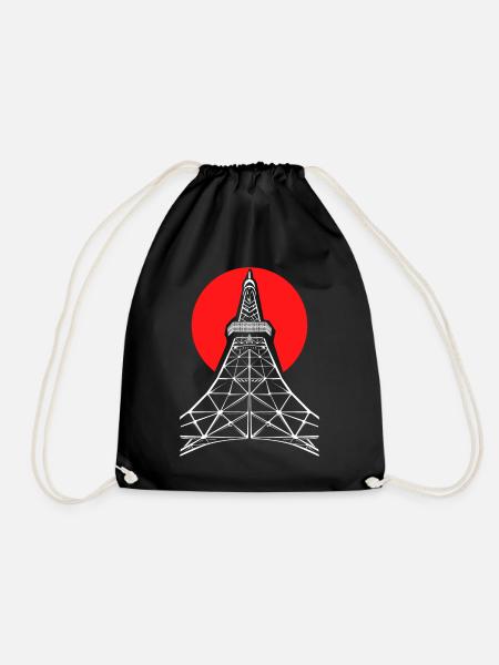 Tokyo Japan - Drawstring Bag - black