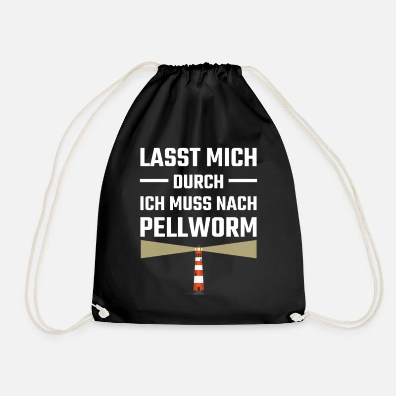 Pellworm Nordsee Strand Sprüche - Turnbeutel - Schwarz