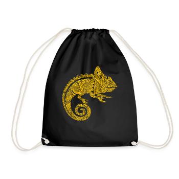 Chameleon Maori tribal tattoos - Drawstring Bag - black - Front