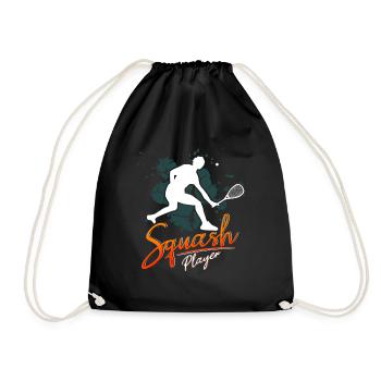 Lustiges Squash Squashspieler - Turnbeutel - Schwarz - Vorne