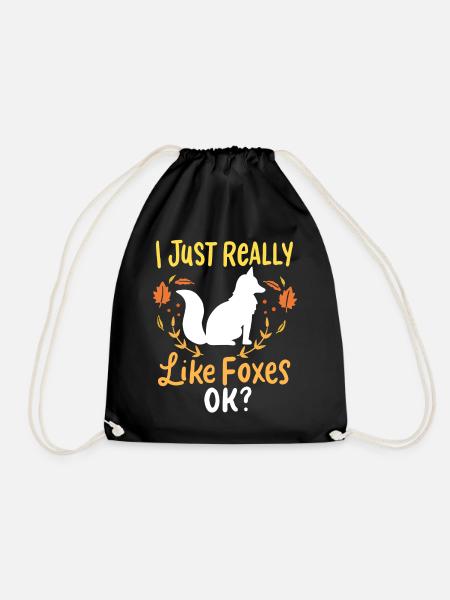 Fox foxes - Drawstring Bag - black