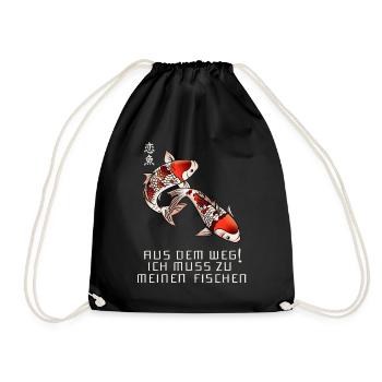 Koi Karpfen Spruch Gartenteich Teich - Turnbeutel - Schwarz - Vorne
