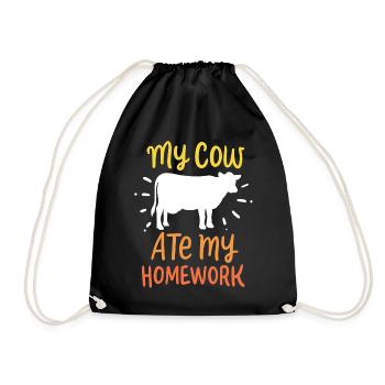 Cow cows cattle farm - Drawstring Bag - black - Front