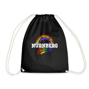 LGBT Nürnberg Gay Pride CSD Queer Regenbogen - Turnbeutel - Schwarz - Vorne