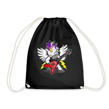 Motif de bande de hard rock licorne femmes hommes enfants - Sac de sport léger - noir - Devant