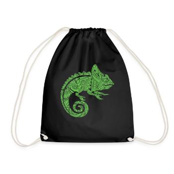Chameleon Maori tribal tattoos - Drawstring Bag - black - Front