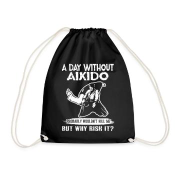 Aikido A Day Without Aikido - Drawstring Bag - black - Front