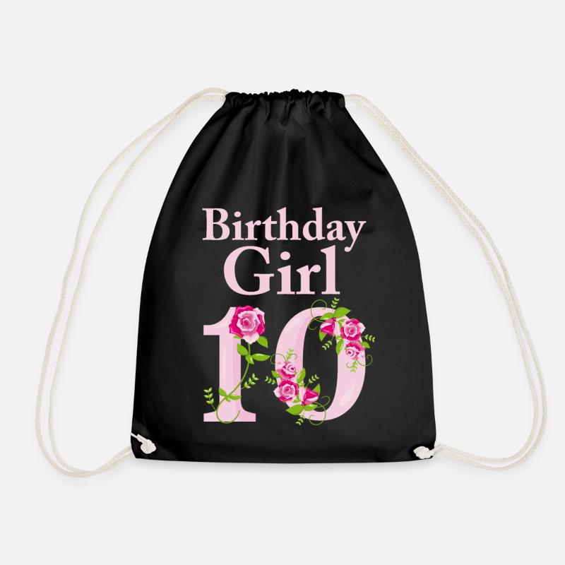 Geburtstag Geschenk Mädchen 10 Jahre - Turnbeutel - Schwarz