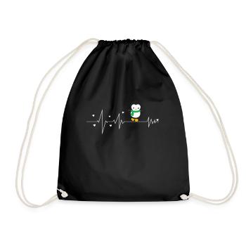 Penguin heartbeat - Drawstring Bag - black - Front