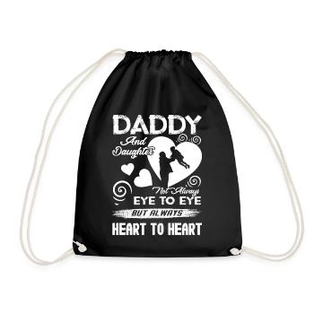 Fête des pères papa et fille coeur à coeur - Sac de sport léger - noir - Devant