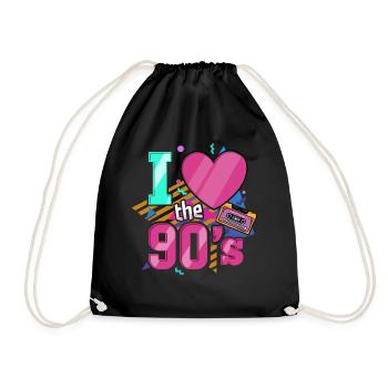90er Jahre Neunziger Musik Party - Turnbeutel - Schwarz - Vorne