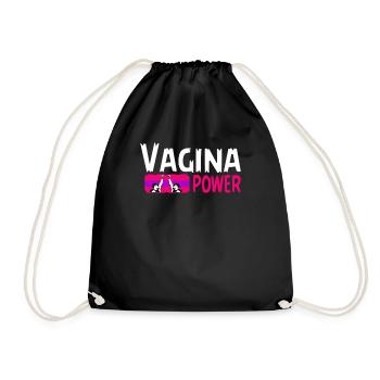 Vagina Power, Cool Feminist Power, Woman power - Drawstring Bag - black - Front