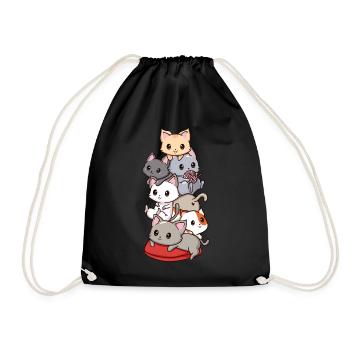 Katzen Anime Kawaii Neko - Turnbeutel - Schwarz - Vorne